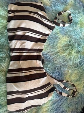 Alia Brown and White Striped Tie-Back Bikini Top